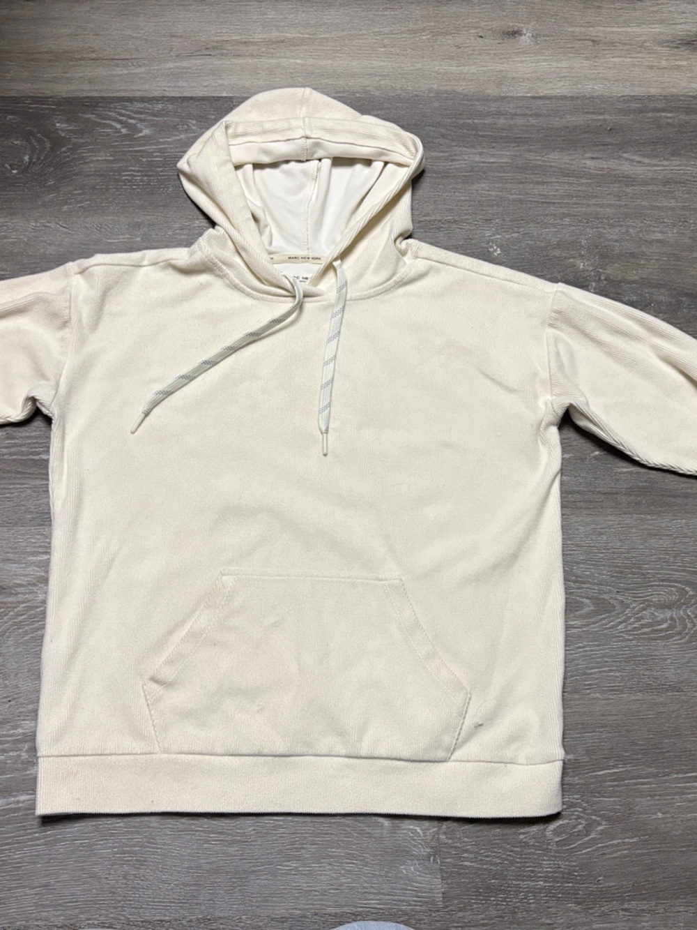 Marc New York Women's Cream Hooded Pullover Sweatshirt